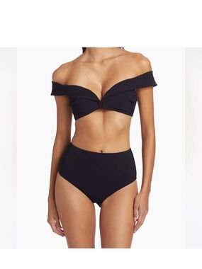 Zimmermann | Lexi Black Off-Shoulder High-Waist Bikini